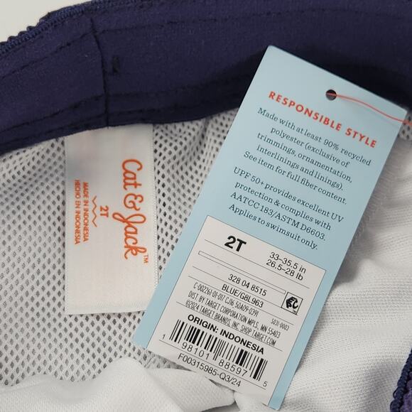 Cat & Jack Hungry Shark Swim Trunks Toddler 2T Blue Mesh Lined Water Shorts - Picture 3 of 4